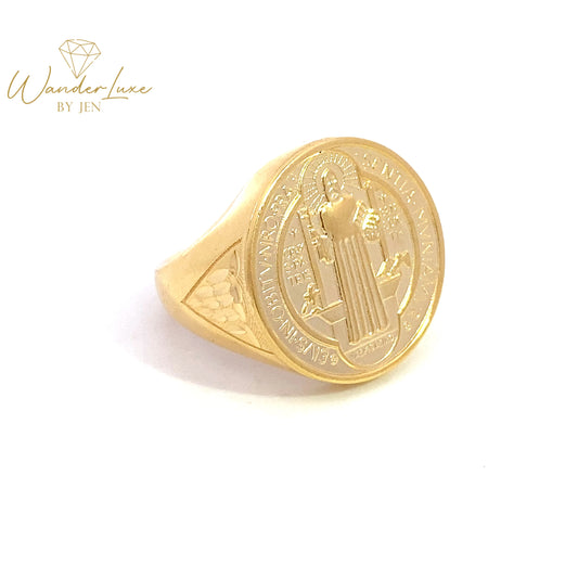 St.Benedict Front Ring 18k Saudi Gold #ALBUM06
