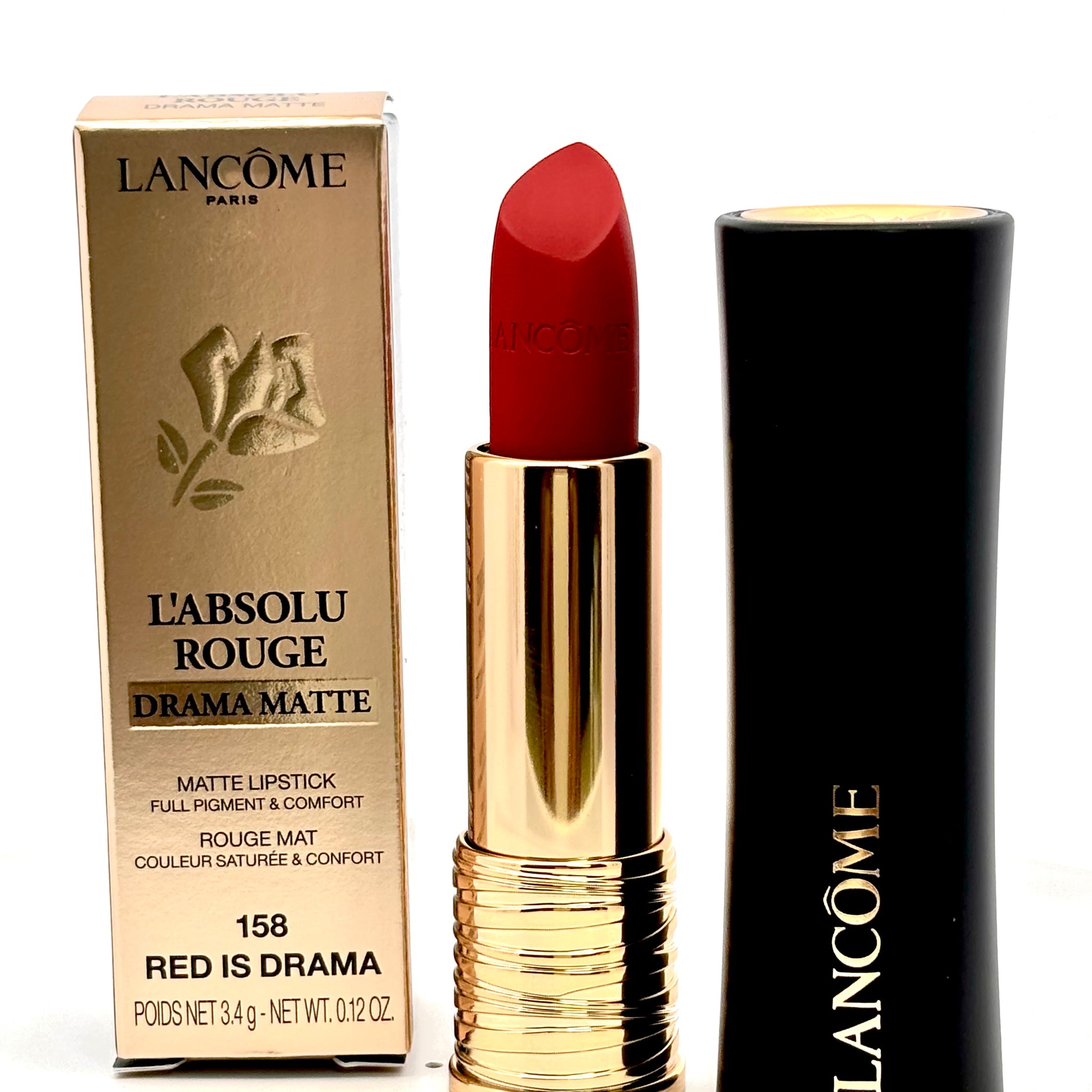 Lancome Paris L’absolu Rouge Drama Matte Lipstick 3.4g (Red Is Drama 158)