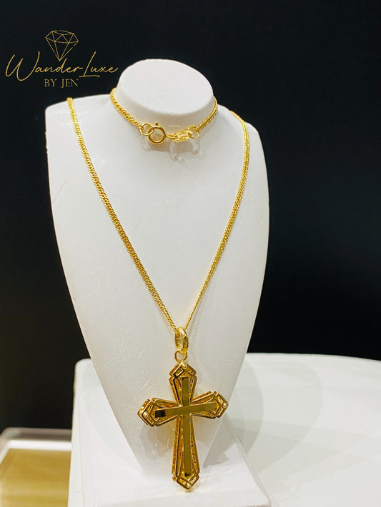 Cross Necklace 18k Saudi Gold 18