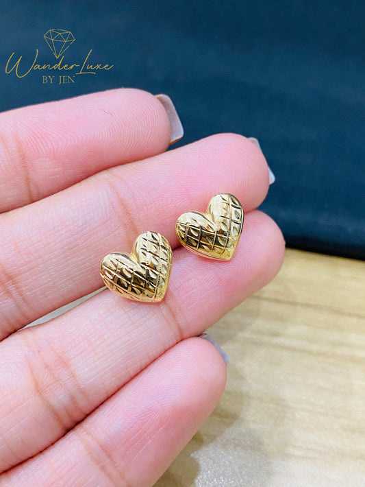 Heart Earrings 18k Saudi Gold 1.53g #ALBUM14