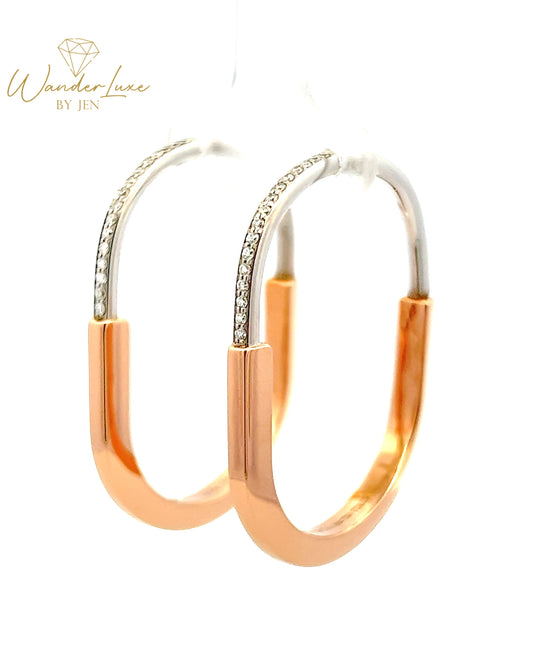 HK Setting DIAMOND Earrings w/ Serial 18k Rosegold #ALBUM79