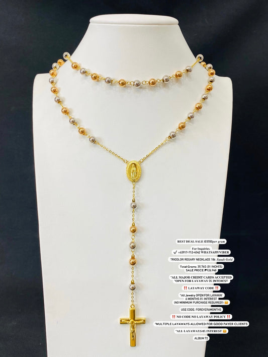 Tricolor Rosary Bracelet 18k Saudi Gold 31