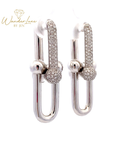 HK Setting Diamond Earrings w/ Serial 18k Gold #MS