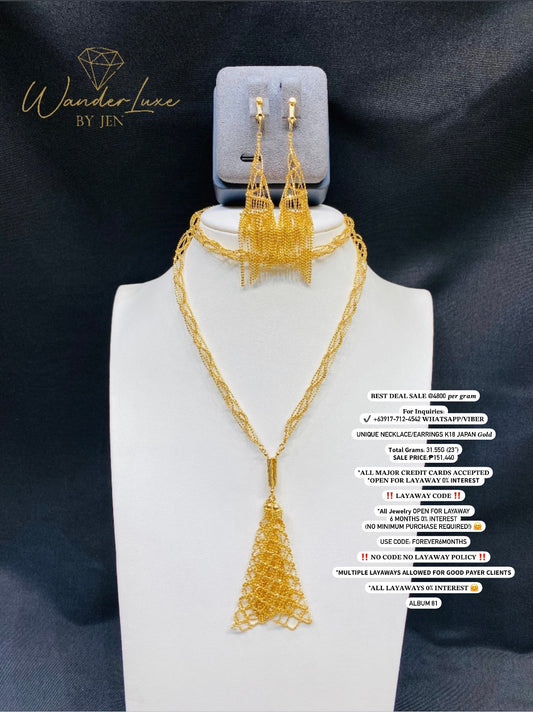 Unique Necklace/Earrings 18k Saudi Gold (23”) 31.55g #ALBUM79