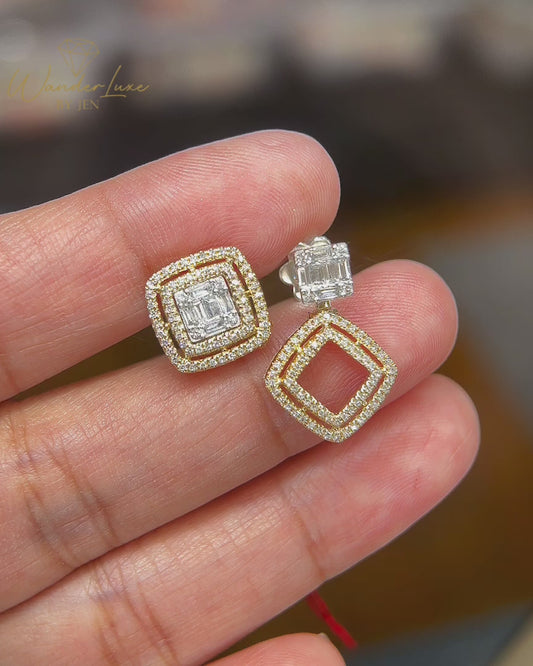 HK Setting Diamond Earrings 14k Gold