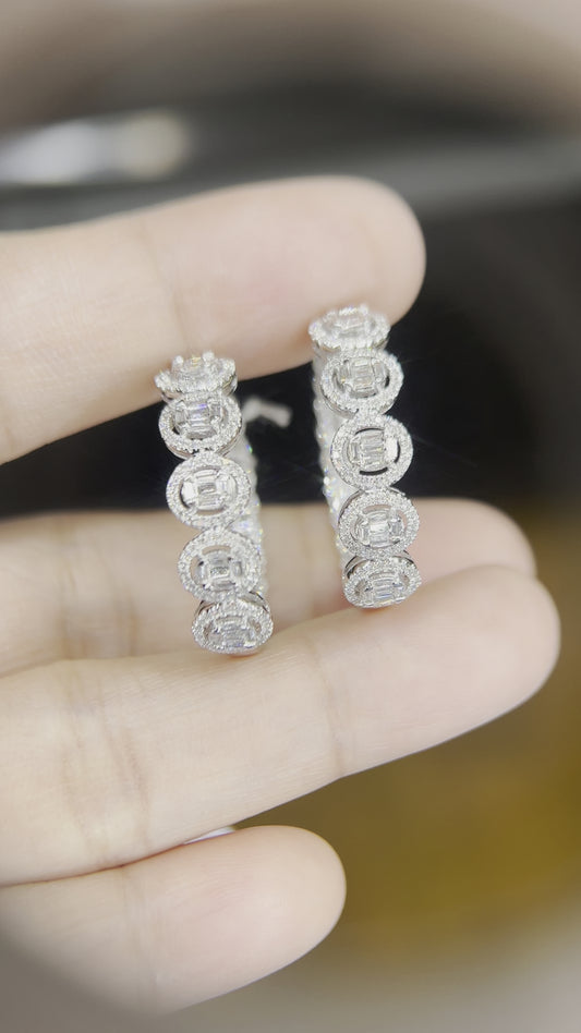 HK Setting DIAMOND Loop Earrings 14k Gold