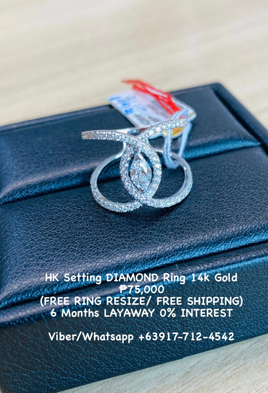 HK Setting DIAMOND Ring 14k Gold #MS