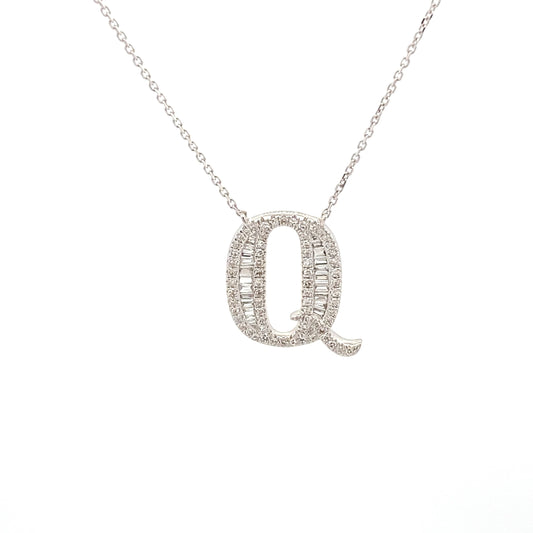 HK Setting Q Initial DIAMOND Necklace 14k Gold 16-18” adjustable #MS