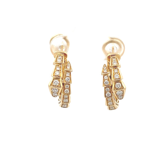 HK Setting DIAMOND Earrings w/ Serial 18k Gold #CDMS