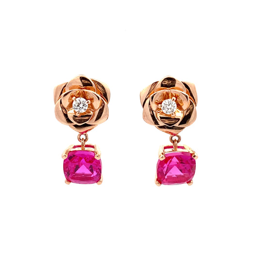 HK Setting ROSEGOLD DIAMOND Earrings w/ Serial 18k Gold #MS