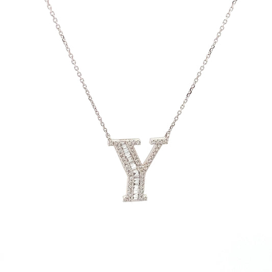 HK Setting Y Initial DIAMOND Necklace 14k Gold 16-18” adjustable #MS