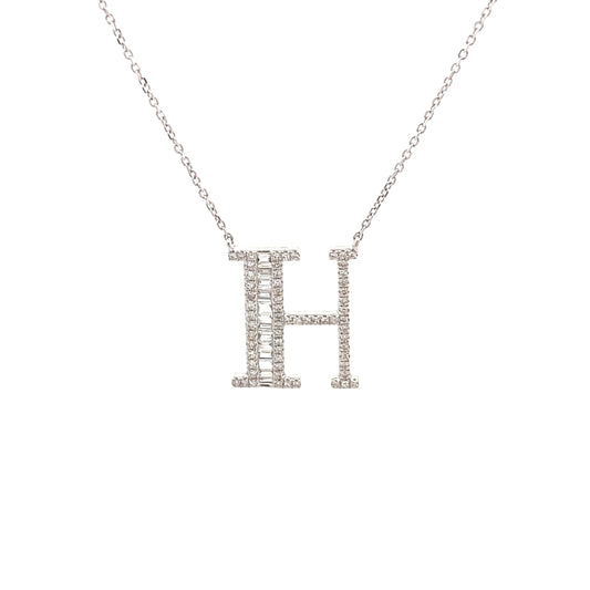 HK Setting H Initial DIAMOND Necklace 14k Gold 16-18” adjustable #MS