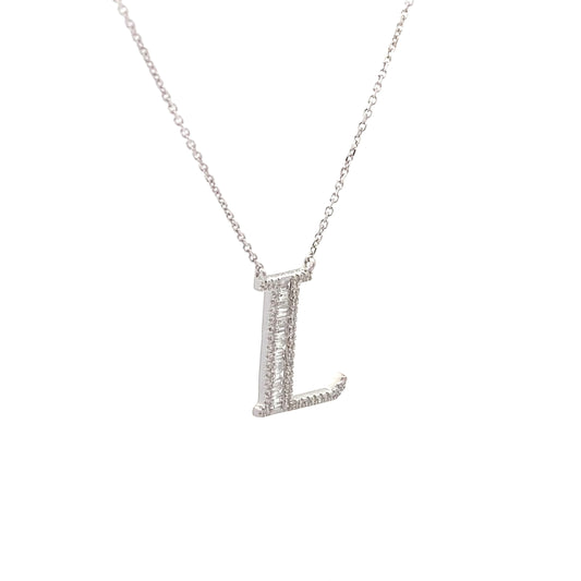 HK Setting L Initial DIAMOND Necklace 14k 16-18” adjustable #MS