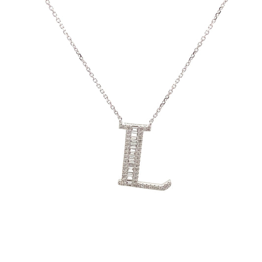 HK Setting L Initial DIAMOND Necklace 14k 16-18” adjustable #MS