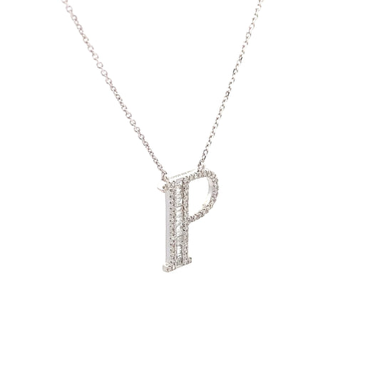 HK Setting P Initial DIAMOND Necklace 14k Gold 16-18” adjustable #MS