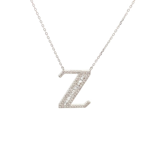 HK Setting Z Initial DIAMOND Necklace 14k Gold 16-18” adjustable #MS