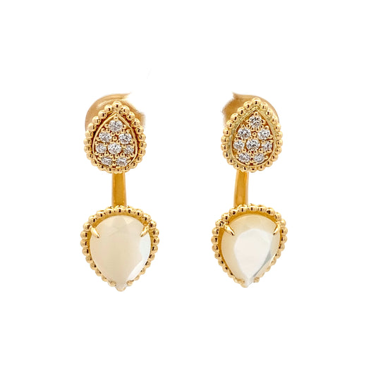HK Setting DIAMOND Earrings w/ Serial 18k Gold #MS