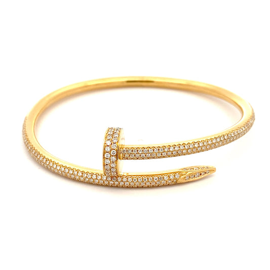 HK Setting Nail DIAMOND Bangle w/ Serial 18k Gold (ALL SIZES AVAILABLE) #MS