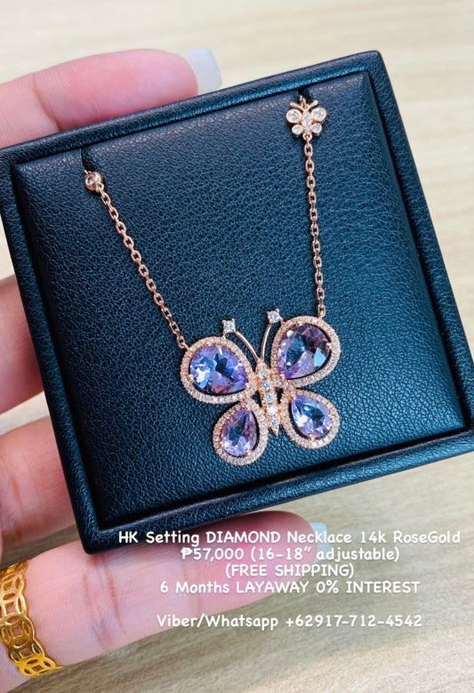 HK Setting DIAMOND Necklace 14k RoseGold #MS