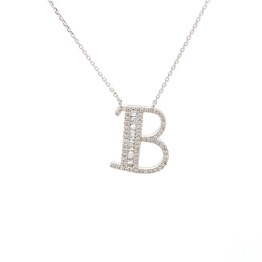 HK Setting B Initial Diamond Necklace 14k Gold 16-18” adjustable #MS