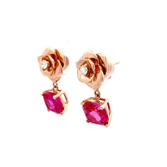 HK Setting ROSEGOLD DIAMOND Earrings w/ Serial 18k Gold #MS