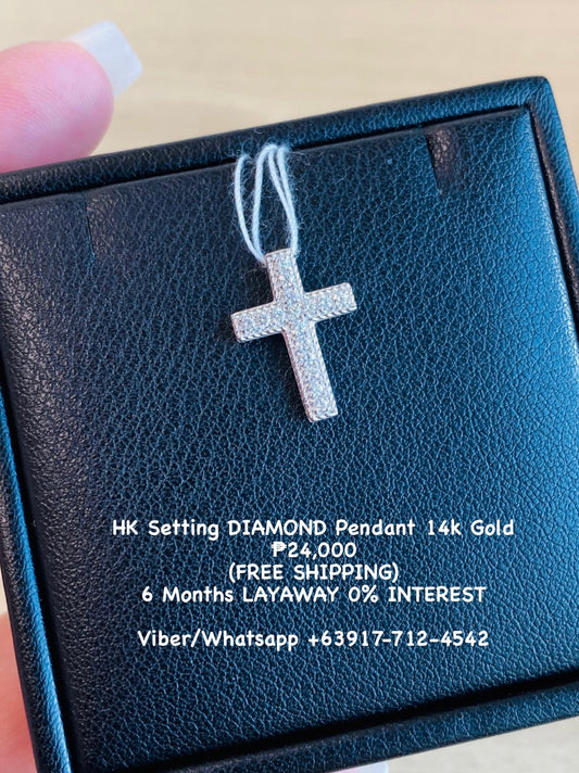 HK Setting DIAMOND Pendant 14k Gold #MS