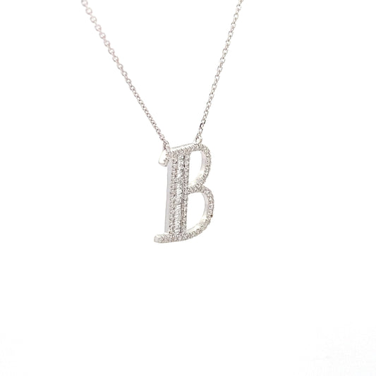 HK Setting B Initial Diamond Necklace 14k Gold 16-18” adjustable #MS