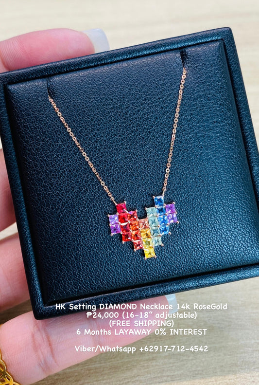 HK Setting DIAMOND Necklace 14k RoseGold #MS