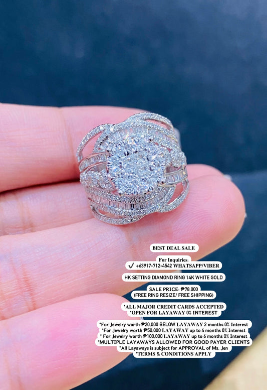 HK SETTING Diamond Ring 14k White Gold