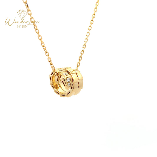 HK Setting DIAMOND Necklace w/ Serial 18k Gold (16-18” adjustable)