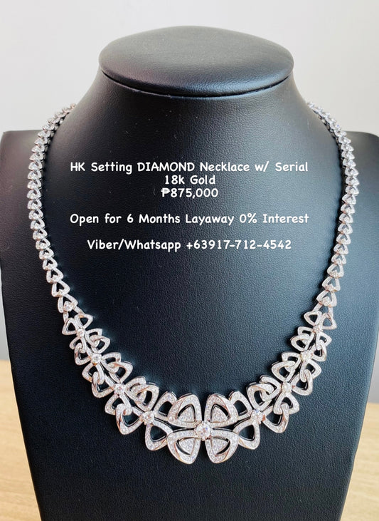 HK Setting DIAMOND Necklace w/ Serial 18k Gold #MJ