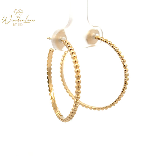HK Setting Perlee Earrings w/ Serial 18k Gold 5.34g #RA