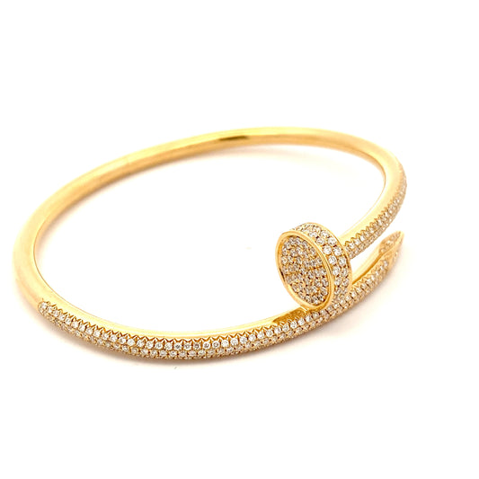 HK Setting Nail DIAMOND Bangle w/ Serial 18k Gold (ALL SIZES AVAILABLE) #MS