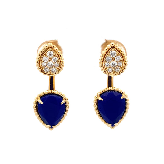 HK Setting DIAMOND Earrings w/ Serial 18k Gold #MS