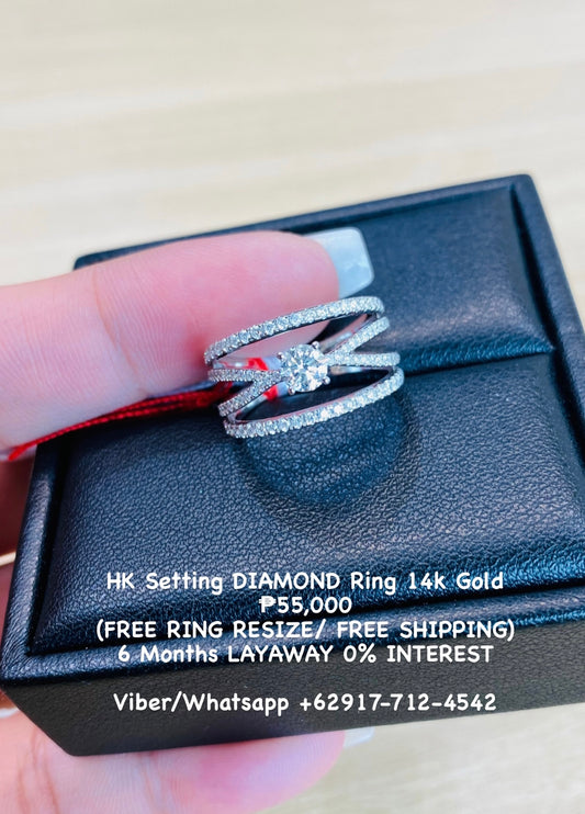 HK Setting DIAMOND Ring 14k Gold #MS