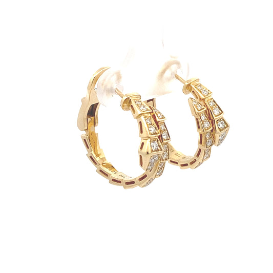 HK Setting DIAMOND Earrings w/ Serial 18k Gold #CDMS