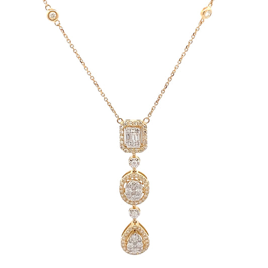 HK Setting Diamond Necklace 14k Gold 16-18” adjustable
