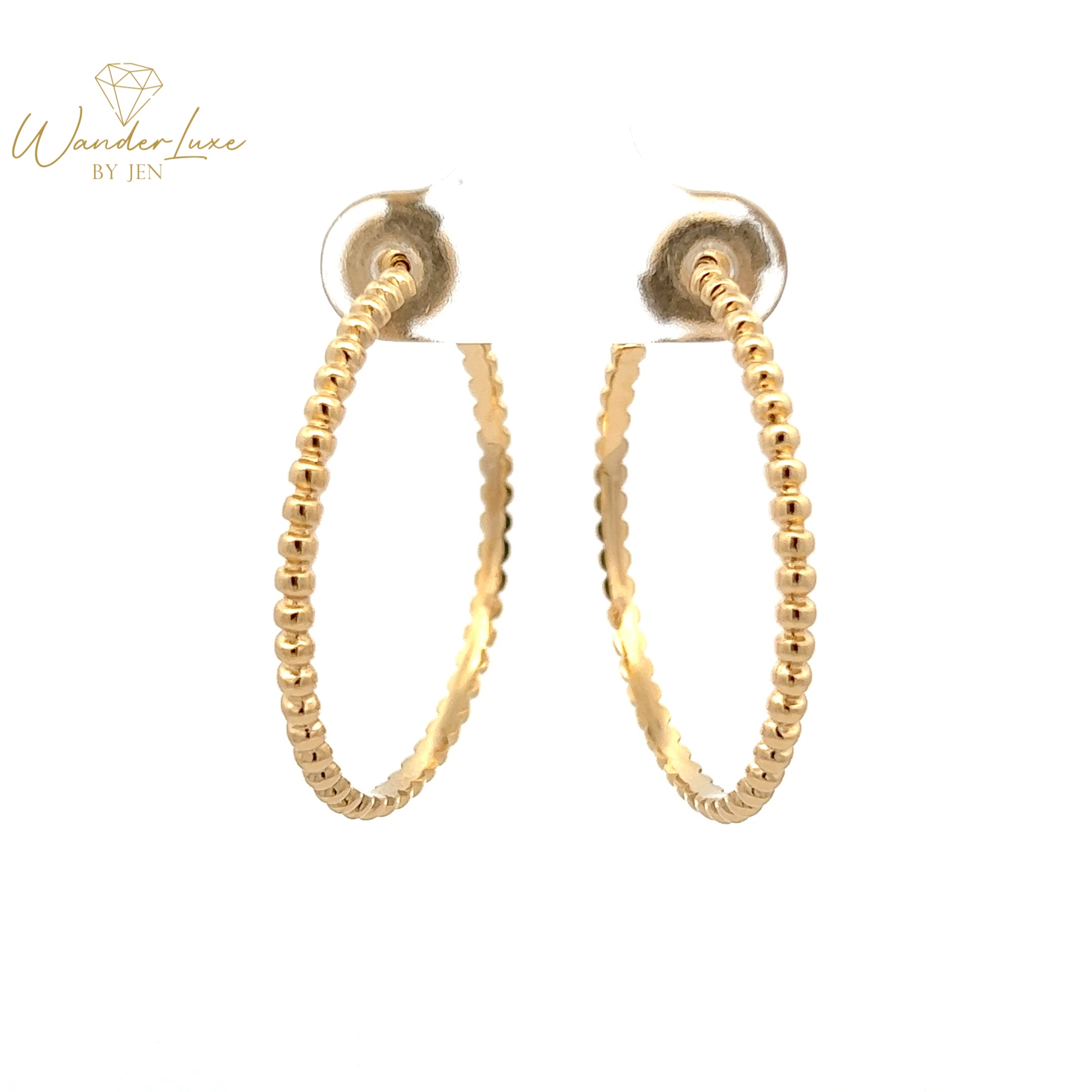 HK Setting Perlee Earrings w/ Serial 18k Gold 5.34g #RA