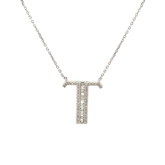 HK Setting T Initial DIAMOND Necklace 14k Gold 16-18” adjustable #MS