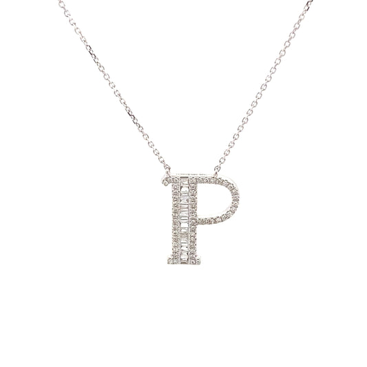 HK Setting P Initial DIAMOND Necklace 14k Gold 16-18” adjustable #MS