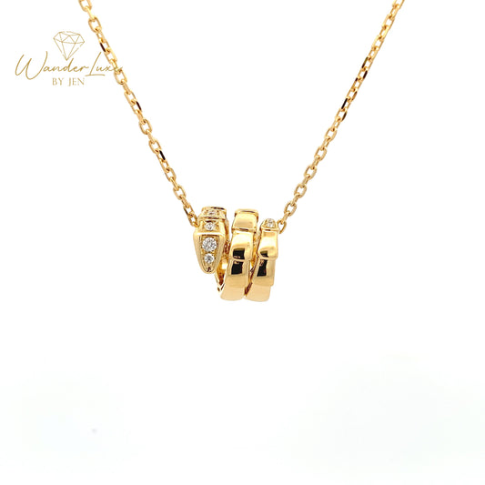 HK Setting DIAMOND Necklace w/ Serial 18k Gold (16-18” adjustable)